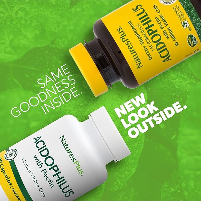 Natures Plus Acidophilus with Pectin 90 Capsules 1 Billion 90 Servings