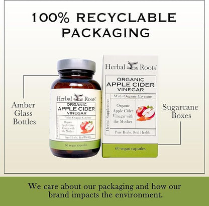 Herbal Roots Organic Apple Cider Vinegar 650 mg 60 Vegan