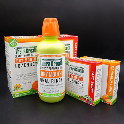 TheraBreath Dry Mouth Lozenges with ZINC, Tart Berry Flavor, 24 Lozenges
