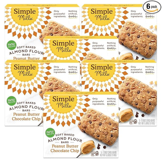 Almond Flour Snack Bars (Peanut Butter Chocolate) with Organic Coconut Oil, Chia Seeds, Sunflower Seeds, and Flax Seeds, 6oz, 6 Count