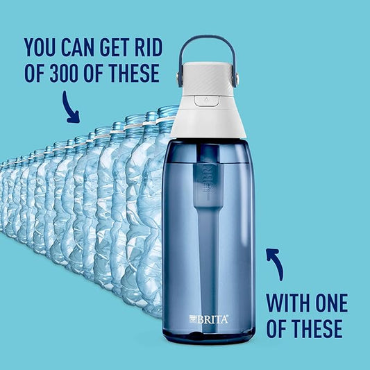 Brita Hard-Sided Plastic Premium Filtering Water Bottle, BPA-Free, Reusable, Replaces 300 Plastic Water Bottles, Filter Lasts 2 Months or 40 Gallons, Includes 1 Filter, Night Sky - 36 oz.