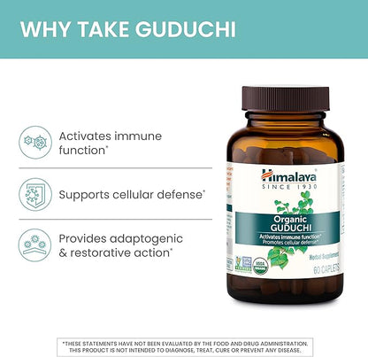 Himalaya Organic Guduchi for Active Immune 700 mg, 60 Caplets, 2 Month 2 Pack