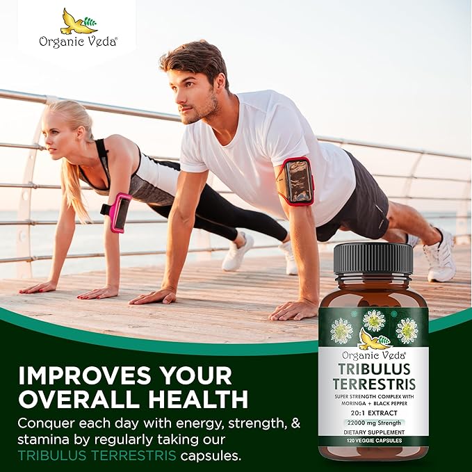 Organic Veda Tribulus Terrestris Extract Capsules 22000mg - 120 Count