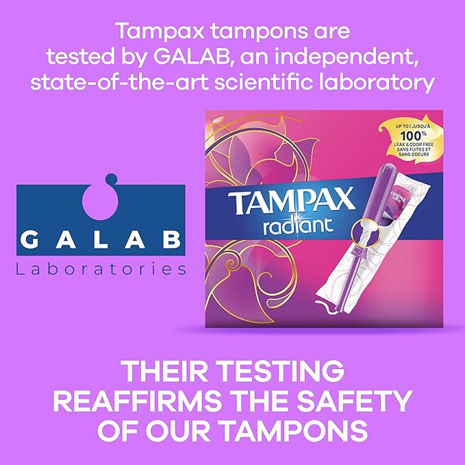 Tampax Radiant Tampons Multipack, Regular/Super/Super Plus 28 Count 4 Packs (112 Count