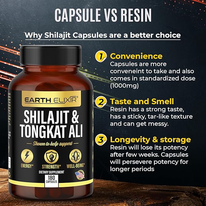 Shilajit 1000mg & Tongkat Ali 400mg (180 Capsules) (20% Fulvic