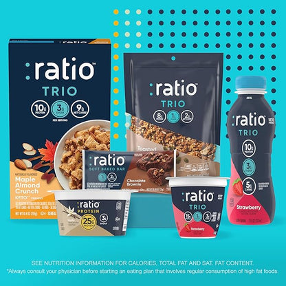 Ratio Soft Baked Bars, Chocolate Brownie, 1g Sugar, Keto Friendly, 5.34 oz (6 Bars)