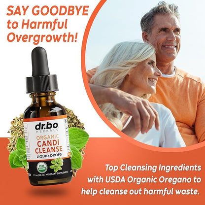 Candi Cleanse Support Supplement Drops - Organic Oregano Oil Drops Liquid & Black Walnut Wormwood - Extra Strength Overgrowth Balance Complex, Natural Oral Gut Cleanser Detox Health Supplements 1 oz