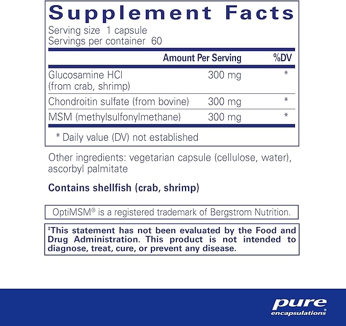 Pure Encapsulations Glucosamine Chondroitin with MSM 60 Capsules
