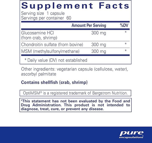 Pure Encapsulations Glucosamine Chondroitin with MSM 60 Capsules