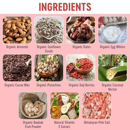 Mammoth Bar Goji Berry Trail Mix - Organic Snack Bar Packed with 12g Protein. Made with Premium Goji Berries, Almonds, Pistachios, Sunflower Seeds, Dates & Egg White Protein. Paleo • Gluten Free • Raw
