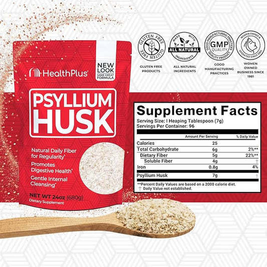 Health Plus, Psyllium Husk, 24 oz, 96 Servings
