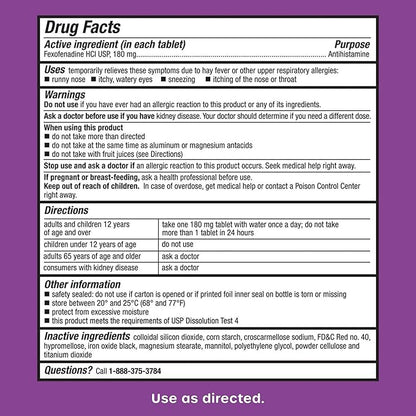HealthCareAisle Allergy Relief 180 mg 180 Tablets 24-Hour Allergy