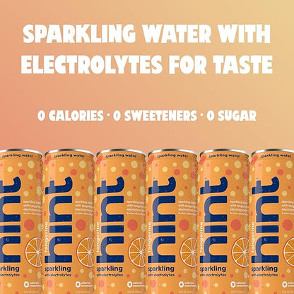 Hint Sparkling Water, Tangerine - Canned Flavored Water Beverages with Electrolytes, Zero Calories, and Sugar Free - 12 Fl Oz Cans (Pack of 12)