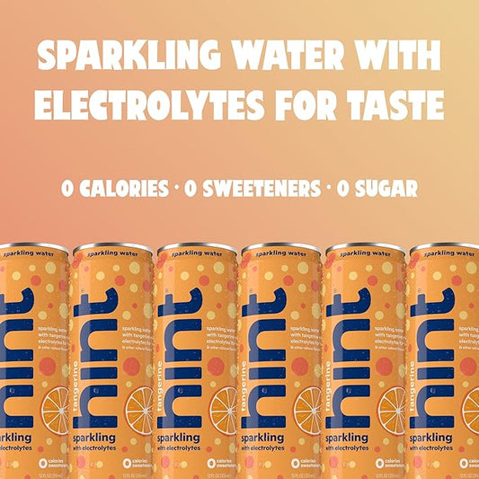 Hint Sparkling Water, Tangerine - Canned Flavored Water Beverages with Electrolytes, Zero Calories, and Sugar Free - 12 Fl Oz Cans (Pack of 12)