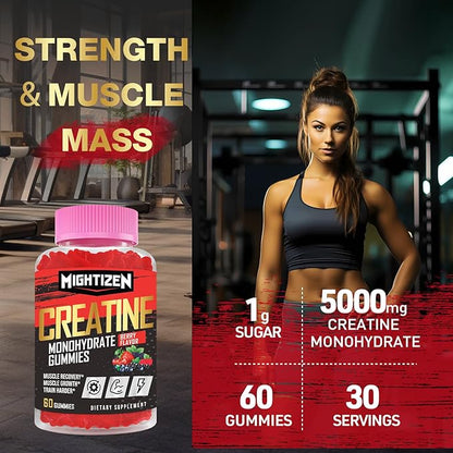 Creatine Monohydrate Gummies Complex 5000mg B12 for 60 Gummies)