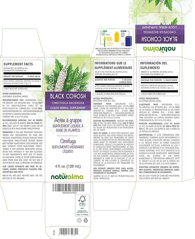 Naturalma Black cohosh (Cimicifuga racemosa or 4 fl