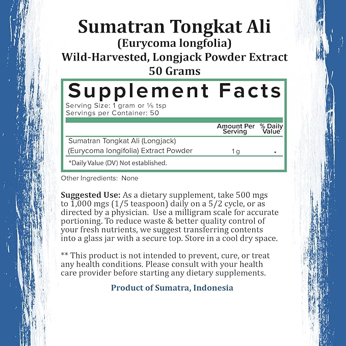 Pure Indonesian Tongkat Ali Powder Pharmaceutical 15+ Year (50g)