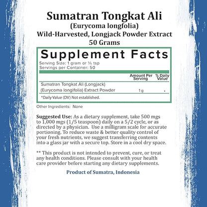 Pure Indonesian Tongkat Ali Powder Pharmaceutical 15+ Year (50g)