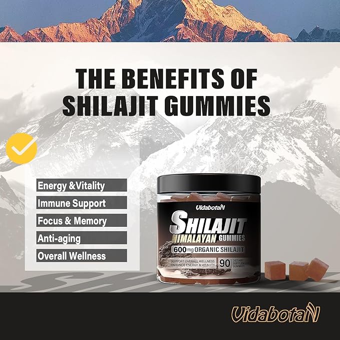 Shilajit Gummies 600 MG, 85+ Trace 90 Gummies