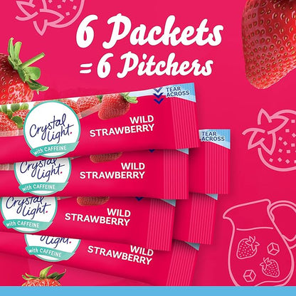 Crystal Light Sugar-Free Energy Wild Strawberry Low Calories Powdered Drink Mix 6 Count Pitcher Packets