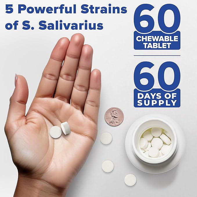 Oral Probiotics for Mouth Bad Breath Treatment for Adults - Dental Probiotics for Teeth and Gums - Oral Health Probiotics - 60 Lozenges Peppermint Flavor