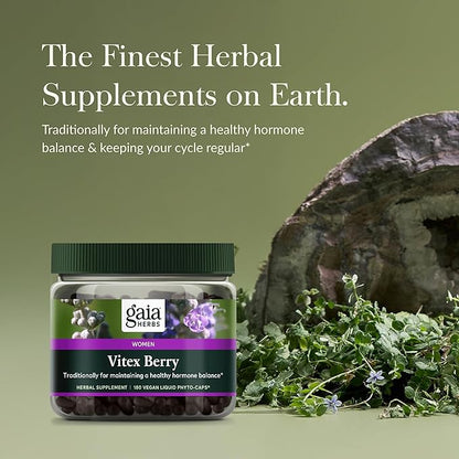 Gaia Herbs Vitex Berry - Supports Hormone Balance & Fertility for Women - Healthy Progesterone for Menstrual Health - 180 Vegan Caps (90-Day Supply)