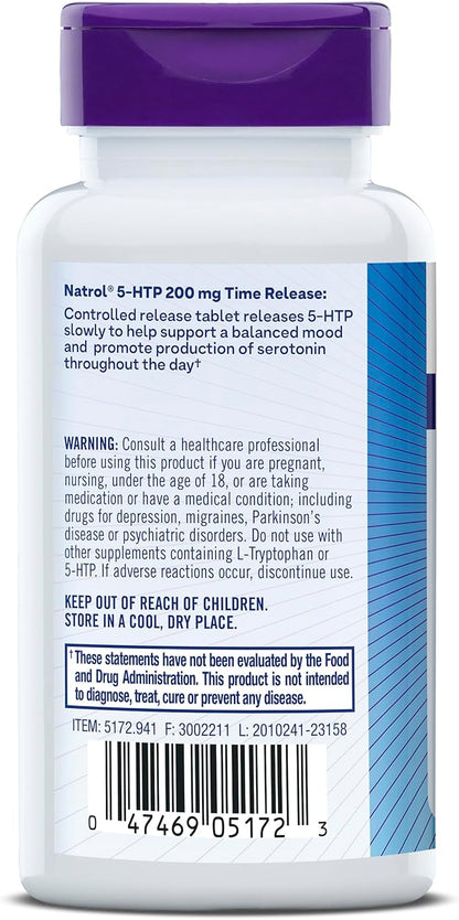 Natrol Mood + Stress 5-HTP 200mg 30 Count, 30 Day