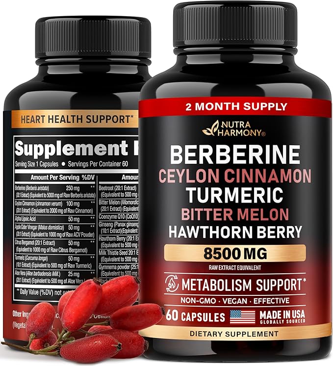 Berberine with Ceylon Cinnamon 10000 mg 15-in-1 Supplement 60 Capsules