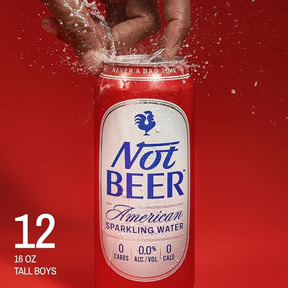Not Beer American Sparkling Water, Original, 99.9% Pure, Mineral & Electrolyte Blend, Carbonated Soda Water, Made in America, 16 Oz Tallboy Cans, 12 Pack