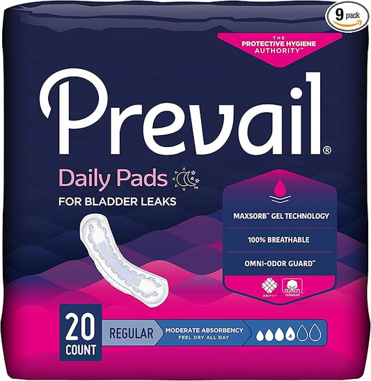 Prevail Incontinence Bladder Control Pads 180 Count