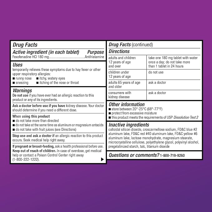 Amazon Basic Care All Day Allergy 180 mg, 24-Hour Relief, 30 Count