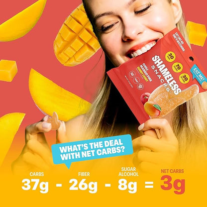 Shameless Snacks - Healthy Low Calorie Snacks, Low Carb Keto Gummies (Gluten Free Candy) - 6 Pack Chili Mango Fire