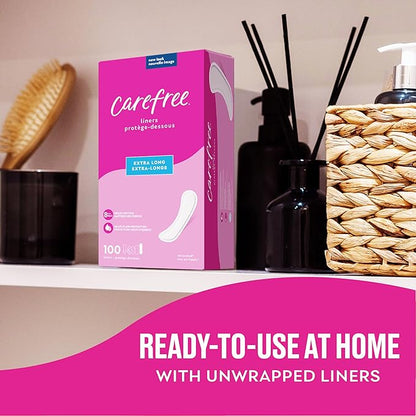 Carefree Panty Liners, Extra Long Liners, 100ct (Packaging 2)