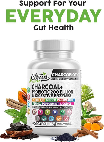 Clean Nutra Activated Charcoal Capsules Shilajit 5000mg Pills 200 Billion