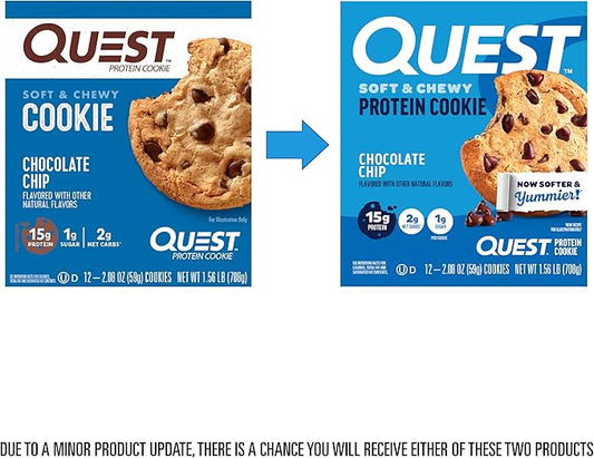 Quest Nutrition Chocolate Chip Protein Cookie; Keto Friendly; High Protein; Low Carb; 12 Count