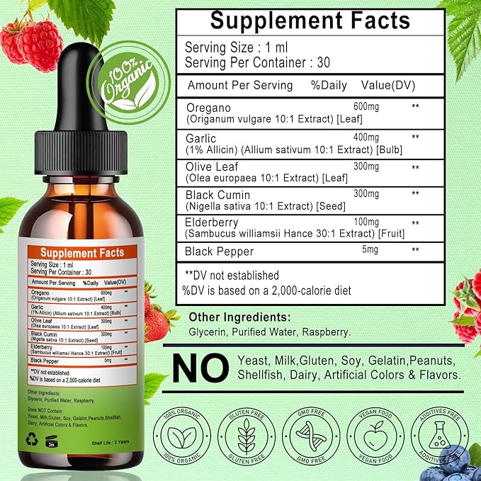 Organics Oregano Oil Liquid Drops,Oil Of 6000mg with