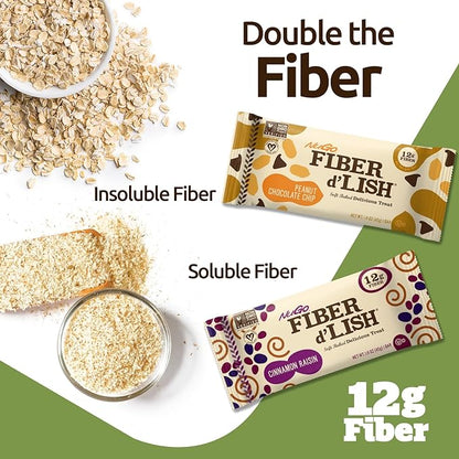 NuGo Fiber d'Lish Peanut Chocolate Chip, 12g High Fiber, Vegan, 160 Calories, 16 Count