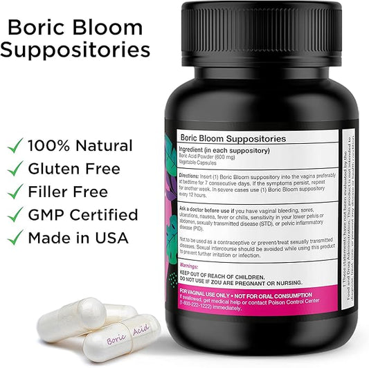 Yoni Peach Care Boric Acid Suppositories 100% Pure (30 Count)