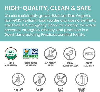 Himalaya Organic Psyllium Husk Powder, Daily 56-Teaspoon Supply, 12 Oz