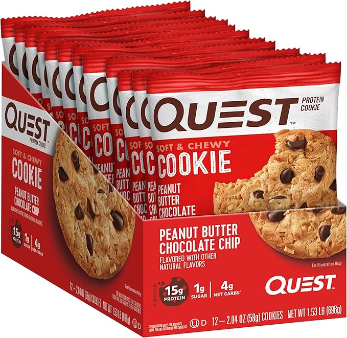 Quest Nutrition Peanut Butter Chocolate Chip High Protein Cookie, Keto Friendly, Low Carb, 24.5 Oz, 12 count (Pack of 1)