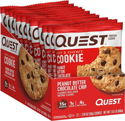 Quest Nutrition Peanut Butter Chocolate Chip High Protein Cookie, Keto Friendly, Low Carb, 24.5 Oz, 12 count (Pack of 1)