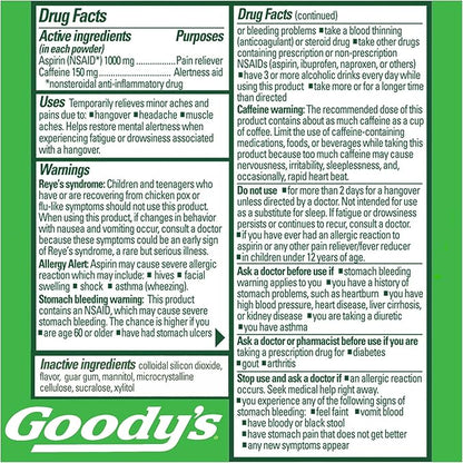 Goody's Hangover Powders, Fast Pain Relief, Berry Citrus Flavor, 4 Stick Powders, 6 Pack