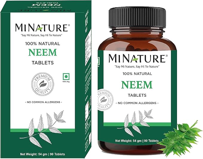 Neem Tablets by mi Nature| 90 1000 mg| 45 Days