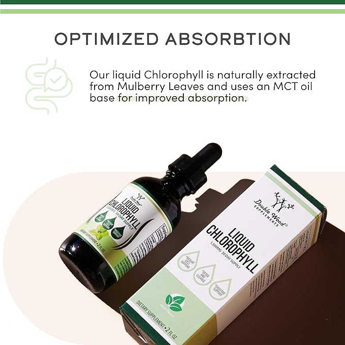Chlorophyll Liquid Drops - Peppermint Flavored, Vegan Safe (Rich, Full Texture and Taste, Not Watered Down) for Skin Health, and Immune Function (Líquidas de Clorofila) by Double Wood