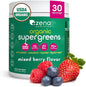 Zena Organic Super Greens Powder, 70+ Superfoods Drink Mix, 0 Sugar, 3G Fiber, Fruits, Veggies, Spirulina, Chlorella, Antioxidants, Pre & Probiotics, Digestive Enzymes, Mixed Berry Flavor, 30 Servings