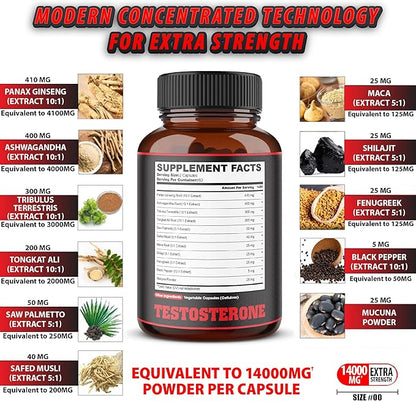 agobi 11in1 Testosterone Supplement for Men 14000mg Equivalent 120 Vegan 2 Months