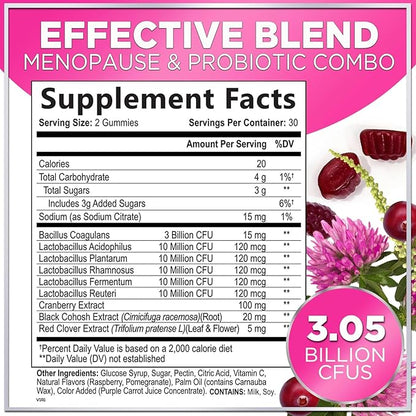 Menopause Probiotics for Women Gummy 3 Billion 60 Gummies