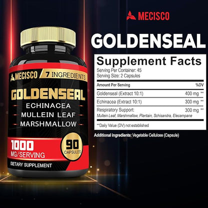Goldenseal Root Capsule Organic with Echinacea, 90 Veggie 7in1 Supports