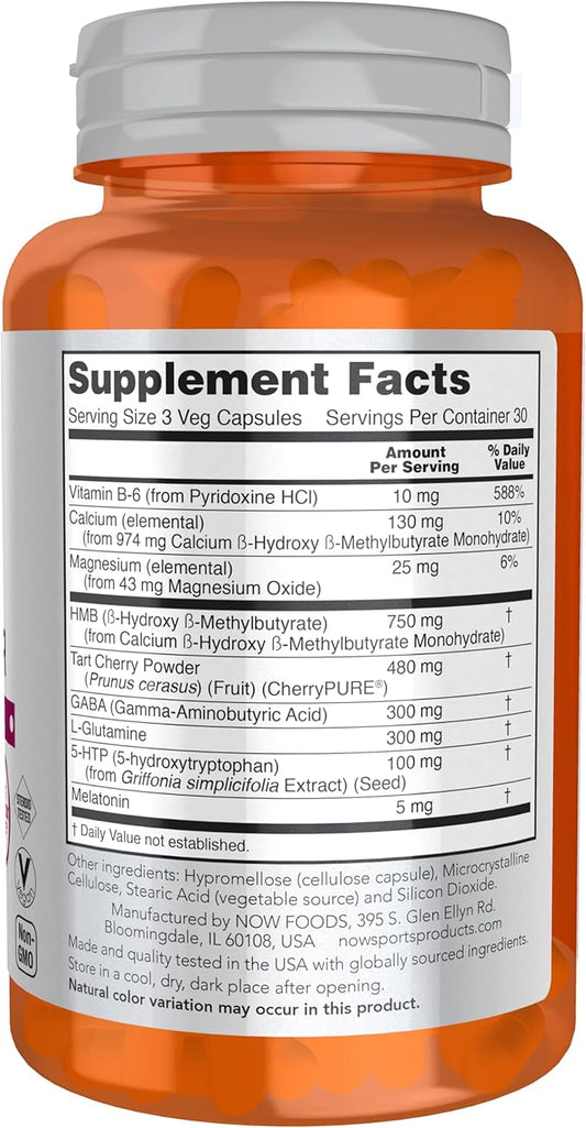 NOW Foods Sports Nutrition, R&R Rest and Repair, Recovery*, Promotes Restful Sleep*, Preserves Lean Mass, Reduces Post-Workout Soreness*, Vegan, NGMO, 90 Veg Capsules