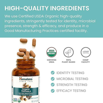 Himalaya Organic Triphala Herbal Supplement 688 mg, 30 Plant-Based
